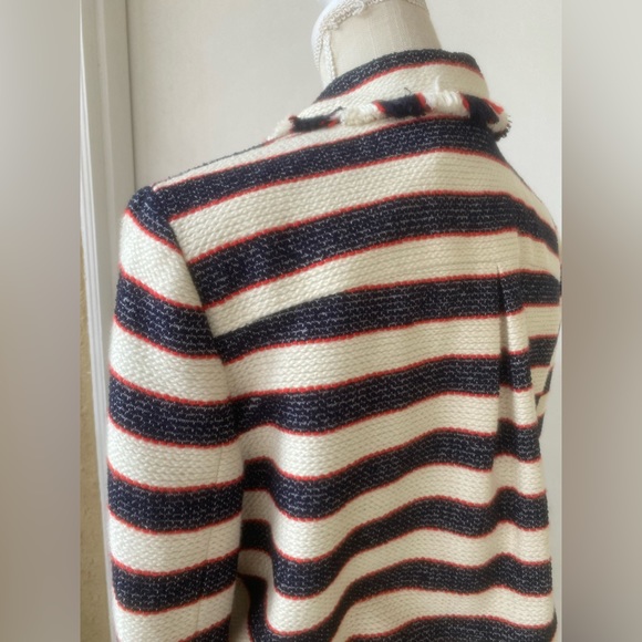 j. crew woven nautical striped double breast jacket cropped blazer sz. 10 - Picture 5 of 15